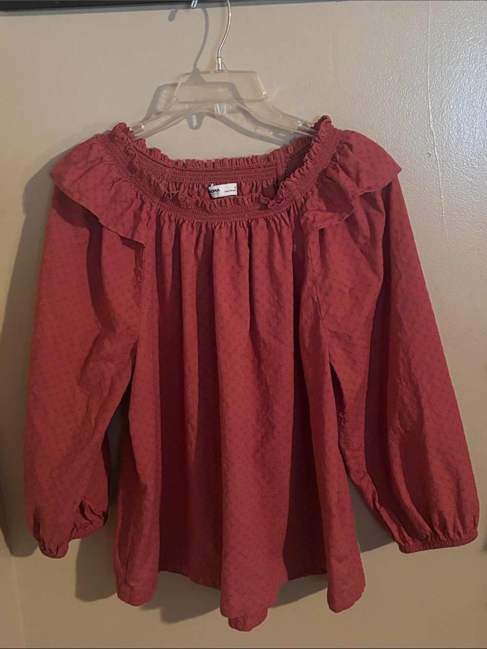 Sonoma Boho Raspberry Red Ruffle Blouse